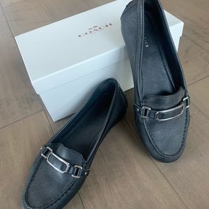 Coach Black Leather Flats- 7.5